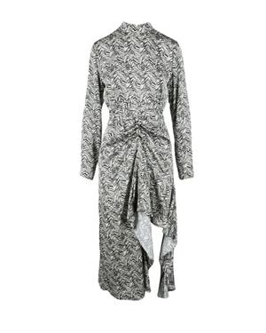WEILI ZHENG Asymmetrical Zebra-Print Midi Dress With Open Back - Gray