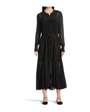 Madewell Button Front Long Sleeve Dress - Black