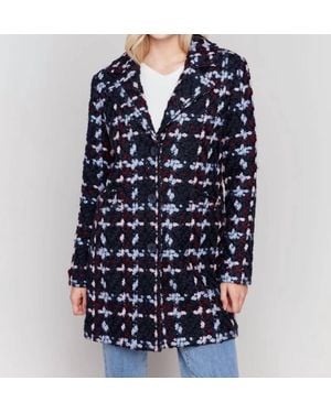 Charlie b Straight Cut Plaid Boucle Coat - Blue