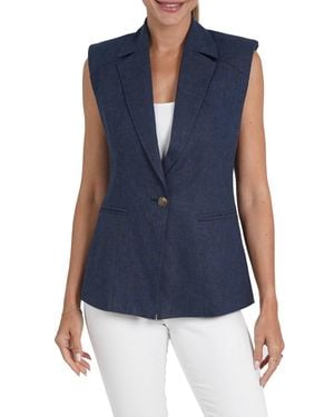 Love Token Polly Linen Blend Vest - Blue