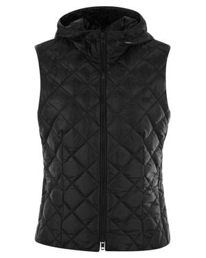 Fay Diamond-Quilted Waistcoat With Adjustable Hood And Embroidery - Black