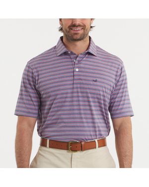 Southern Marsh Maybourne Featherlight Short Sleeve Stripe Polo - Purple