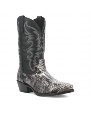 Laredo Monty Snake Print Pointed Toe Pull On Cowboy Boots - Gray