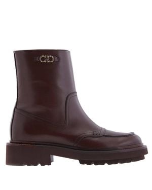 Ferragamo Oreste Leather Bootie - Brown