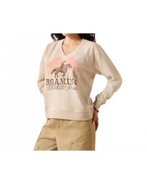 Ariat Wild And Free V-Neck Sweatshirt - Natural