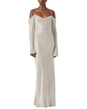 strapless open back dress La Lune Gathered One Shoulder Maxi Dress | Midnight | Dresses
