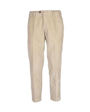 BRO-SHIP Velvet Pants With Ribbed Texture And Practical Pockets - Natural