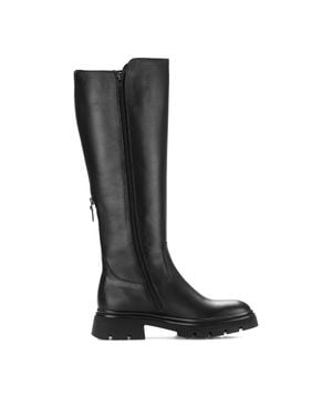 Gabor Minimalist Back Zipper Low Leather Boots - Black