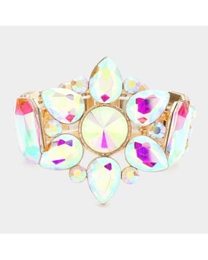 Fashnzfab Floral Stone Stretch Evening Bracelet - Blue