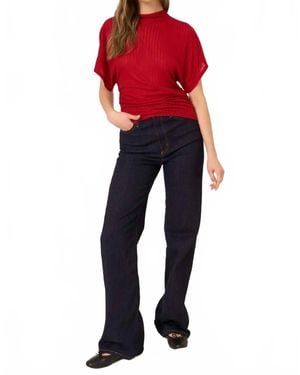 Project Social T Holly Funnel Neck Dolman Top - Red