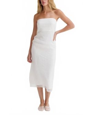 Crescent Zeah Organza Tube Midi Dress - White