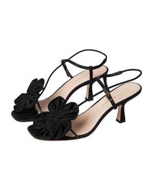 Loeffler Randall Frank Flower Applique Heeled Sandals - Black