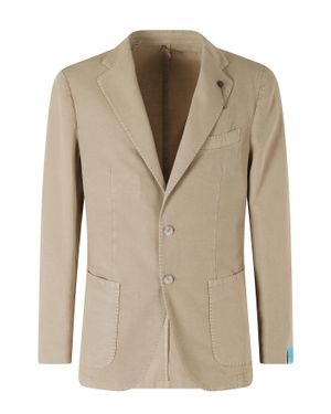 Santaniello Ice Cotton Gabardine Single-Breasted Jacket - Natural