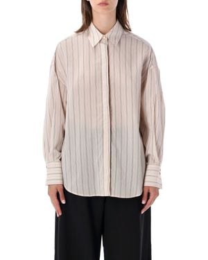 Sessun Striped Tailored Shirt With Jewel Button Details - Natural