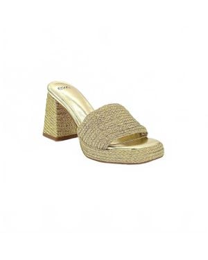 Exe' Metallic Braided Block Heel Mule - Yellow