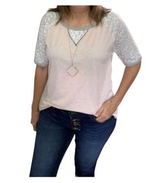 Bibi Animal Print Sleeve Top - Blue