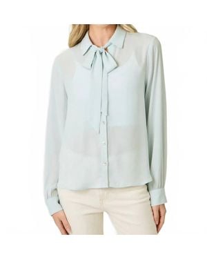 Mystree Effortless Tie-Neck Blouse - Blue