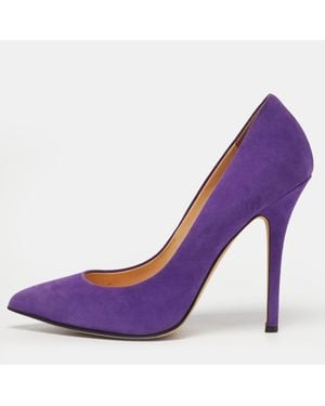 Giuseppe Zanotti Suede Pointed Toe Pumps - Purple
