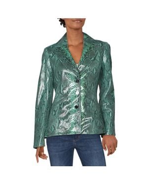 J Brand Snake Print Patent Leather Blazer - Green