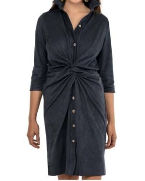 Gretchen Scott Ultra Suede Twist And Shout Mini Dress - Blue