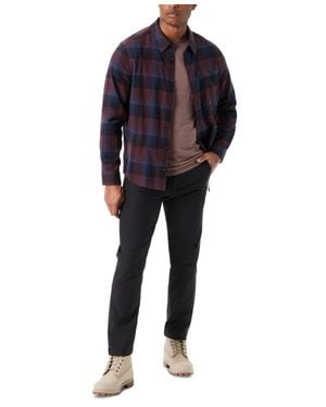 BASS OUTDOOR Shirt Fudge Plaid Long Sleeve Button-Up Classic Fit Mac57 - Blue