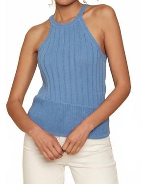 Mystree Ribbed Halterneck Sweater - Blue