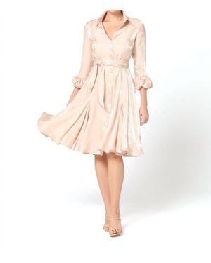 Baruni Carina Knee Length Flared Dress - Natural
