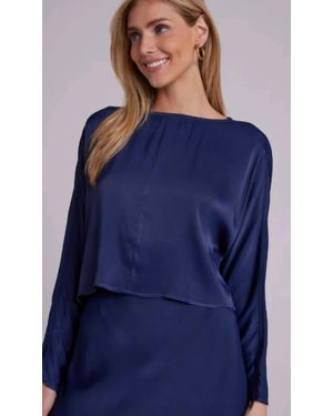 Bella Dahl Dolman Satin Sleeve Blouse - Blue