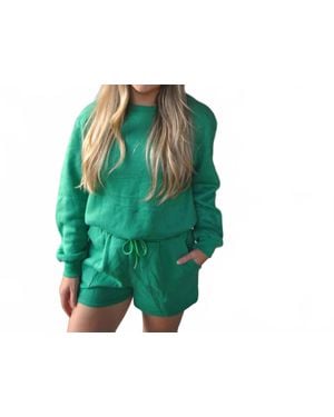 Eesome Sweatshirt And Shorts Set - Green