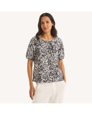 Nautica Printed Side-Bow Blouse - Black