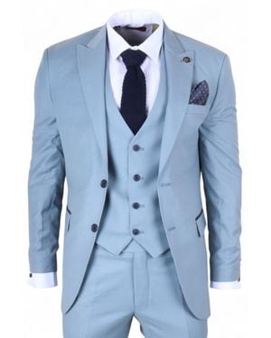 Infinity Leather 3 Piece Plain Work Formal Suit - Blue