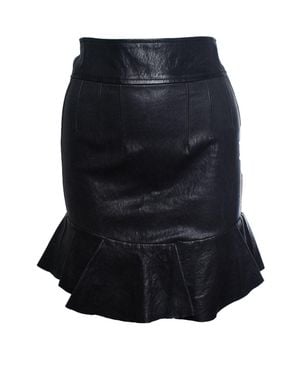 Isabel Marant Leather Skirt With Ruffle Stroke - Blue