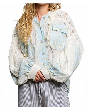 Pol Hooded Balloon Sleeve Top - Gray