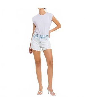 VERVET BY FLYING MONKEY Ozzy High Rise Distressed Shorts - Blue