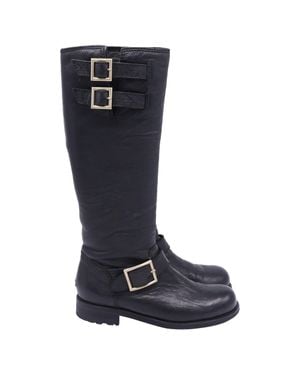 Jimmy Choo Wrinkled Yule Biker Boots - Blue