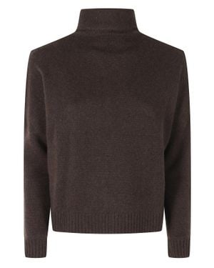 Kujten Tila High-Neck Raglan Cashmere Sweater - Brown