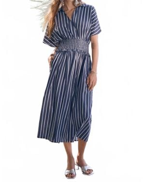 Joseph Ribkoff Striped Midi Fit And Flare Dress - Blue