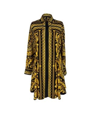 Versace Barocco-Print Mini Shirt Dress - Green