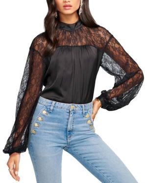 Ramy Brook Sorinda Lace Mock Neck Top - Black