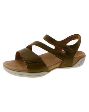Halsa Denia Leather Comfort Wedge Sandals - Brown