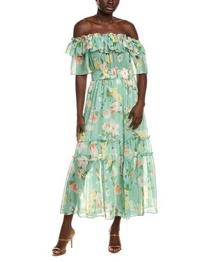 IPPONELLI Off-The-Shoulder Midi Dress - Green