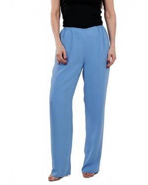 Caroline Rose Matte Crepe Straight Leg Pants - Blue