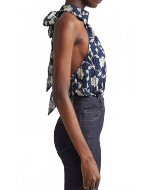 Ramy Brook Emerie Lily Embroidered Halter - Blue