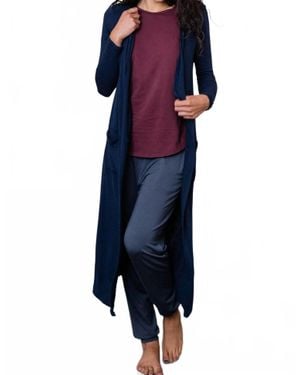 YALEA Brooke Cardigan Duster Bamboo Sweater - Blue