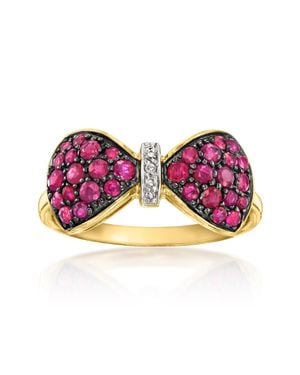Ross-Simons Ruby Bow Ring With Diamonds - Pink