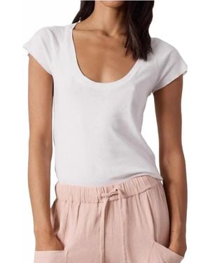 NSF Gia Fitted Rib U Neck Tee - Brown