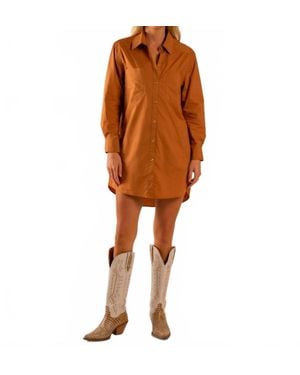 Care Tucker Basic Preslie Poplin Shirt Mini Dress - Brown
