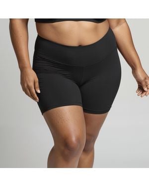 Calypsa Plus High Waisted Mid-Thigh Swim Shorts - Black