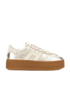 Hogan Metallic Platform Gum-Sole Sneakers - White