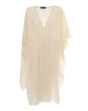Fabiana Filippi Sequin Soft Mohair Open Cape - Natural